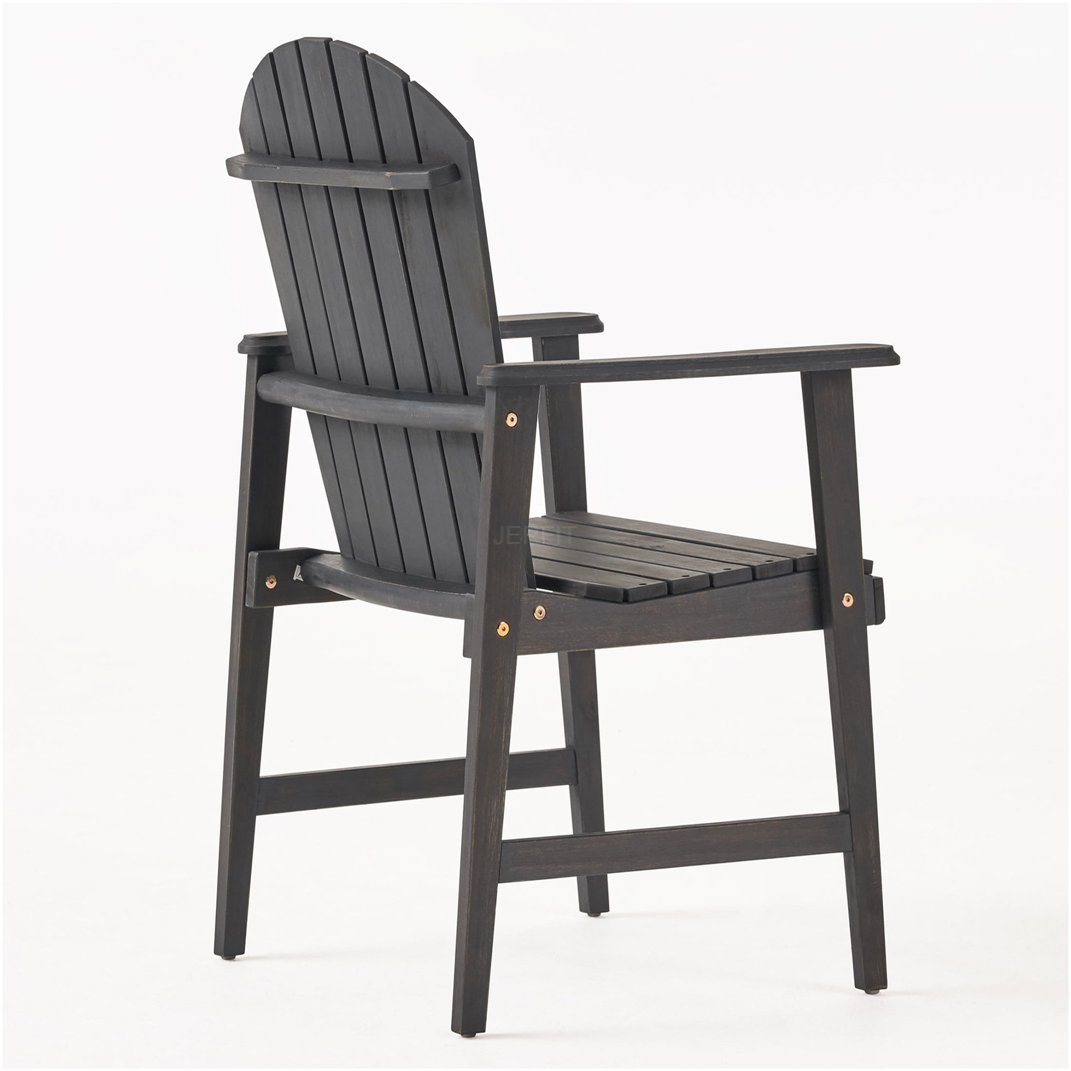 JERFIT 2-Pack Dark Gray Acacia Wood Adirondack Chairs for Outdoor Patio Dining, Weather-Resistant Hardwood Garden Seating Set