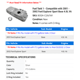 thumbnail image 2 of Fuel Tank 1 - Compatible with 2001 - 2002 Ford Explorer Sport Base 4.0L V6 - Autopart Premium, 2 of 2