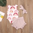 thumbnail image 1 of ITFABS Combinaison à Col Rond pour Bébés + Ensemble de Shorts à Nœud avec Bandeau Doux, 1 of 9