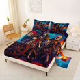 thumbnail image 2 of jejeloiu Ocean Adventure Art Full Size Sheets Kids,Spooky Skeleton Print Bed Sheets For Boys,4 Pieces, 2 of 6