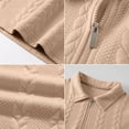 thumbnail image 4 of Uwinwear Mens Knit Polo Shirts Solid Color Short Sleeve Textured Polo Shirt Quarter Zip Collar Tee Casual Stretch Summer Golf Tops,Khaki,S, 4 of 4