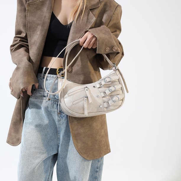 Bolso de viaje casual para mujer Color sólido Y2K Bolso de mensajero de moda PU Chic Hobo Bag