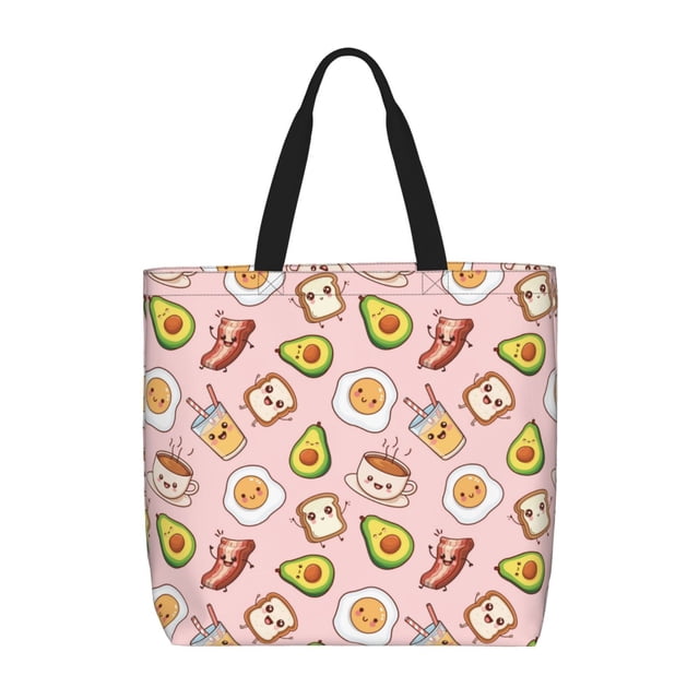 Balery Breakfast Bolsa de Mano para Mujeres con Cremallera, Bolsa de Gimnasio con Compartimentos, Bolsa para Laptop, Bolsa para Trabajo