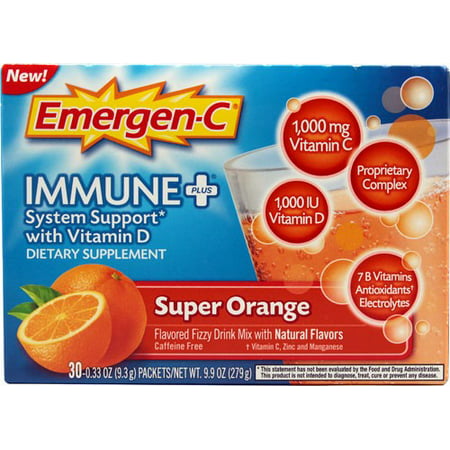 Emergen-C ® immunitaire Plus® avec de la vitamine D Super orange Complément alimentaire en poudre 30 à 0,33 onces. Packets
