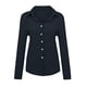 thumbnail image 2 of Gibobby Camisa&nbsp;Vaquera Moda mujer suelta botón de lino sólido solapa manga larga camiseta blusa Tops（Negro， XXXXXL), 2 of 5
