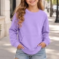 thumbnail image 4 of Mitankcoo Girls Crew Neck Long Sleeve Sweatshirt Loose Pullover with Kangaroo Pocket & Side Split Hem for Kids Daily, 4 of 8