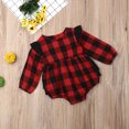 thumbnail image 3 of Qiylii Baby Girl Plaid Jumpsuits Long Sleeve O-Neck Cotton Christmas Romper, 3 of 6