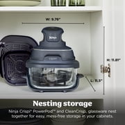 Ninja Crispi Glass Air Fryer 4-Qt, 4-in-1, Air Fry Bake Recrisp, Portable, Dishwasher Safe, FN101GY Cyberspace