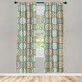 thumbnail image 3 of Ambesonne Lotus Curtains, Oriental Mandala Pattern, Pair of 28"x95", Pale Blue Beige Peach, 3 of 5