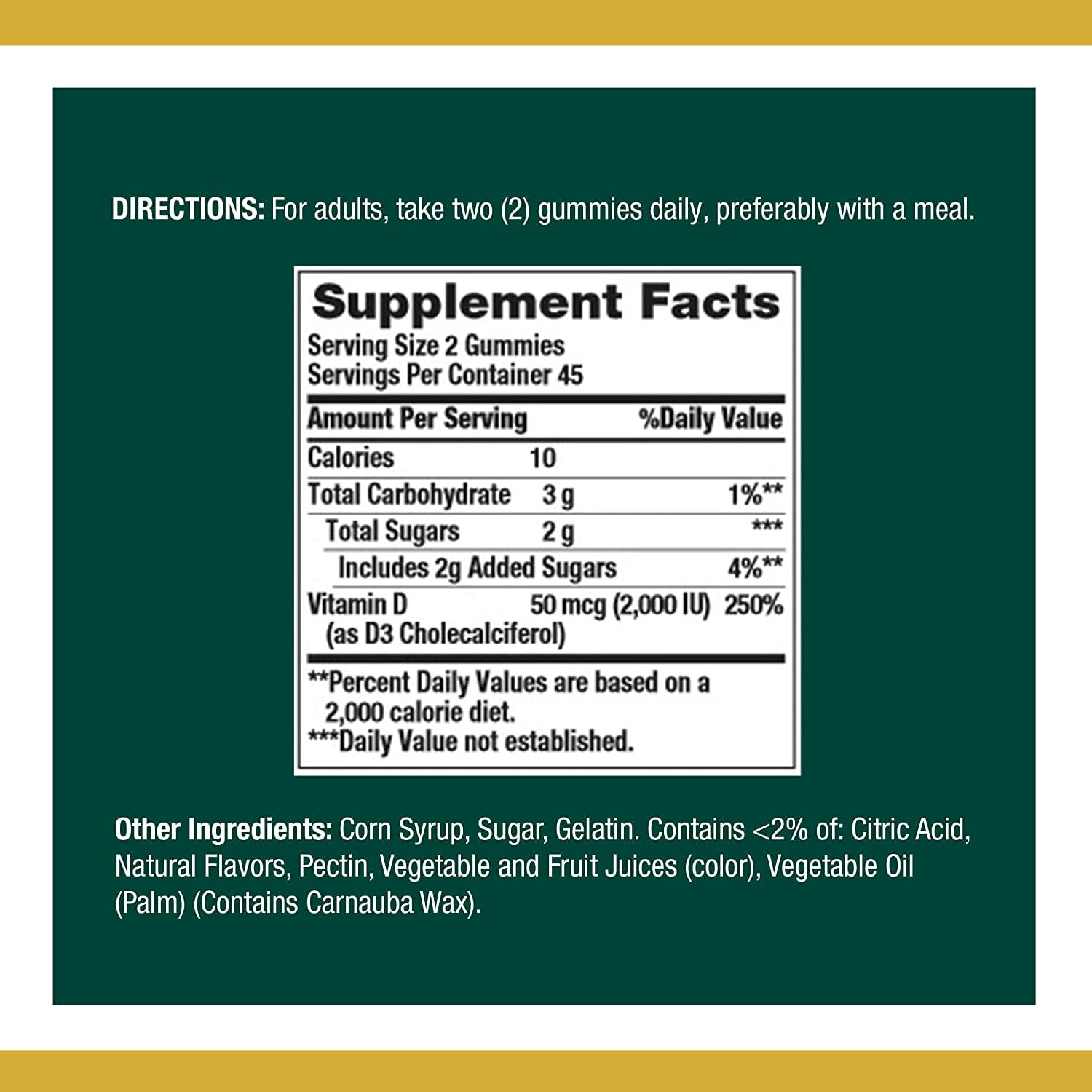 Nature's Bounty Vitamin D3 Gummies, 50 mcg, 2000 IU, 90 Ct