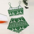thumbnail image 3 of Women Christmas Pajamas Two Piece Satin Christmas Pajamas Cami Top Womens Short Sets Comfy Lounge Sets Womens Sleepwear, 3 of 4