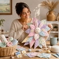 thumbnail image 3 of MInHoues 15.75" Easter Bunny Quilted Door Hanging Sewing Kit, Spring Pastel Floral Fabric Wall Decor Craft Project, DIY Farmhouse Tabletop Centerpieces for Seasonal Home Entryway, 3 of 4