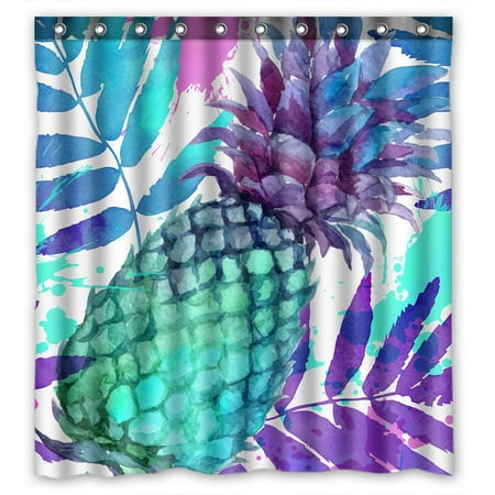 Vintage Tropical Shower Curtain YKCG Tropical Fruit Vintage Pineapples Waterproof Fabric Bathroom Shower Curtain 66x72 inches ()