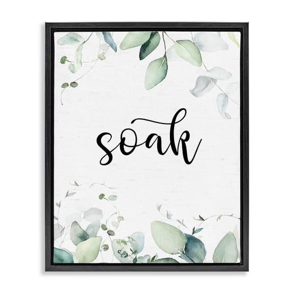 Soak Leafy Herbs Black Framed Floater Canvas Wall Art, design by Lettered and Lined