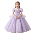 thumbnail image 2 of LEKWK Girls Princess Dress Sequin Puff Short Sleeve Sheer Mesh Tiered Pageant Gown Embroidery Ruffle Cute Dress for Flower Girl Wedding Birthday Party 3-14Y, 2 of 6
