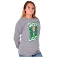thumbnail image 5 of Retro Cartoon St Paddys Sassy Lassy Women's Long Sleeve T Shirt Brisco Brands S, 5 of 6
