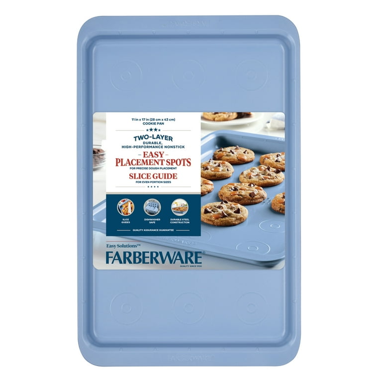 Farberware Easy Solutions Nonstick Bakeware Cookie Pan Baking Sheet, 11  Inch X 17 Inch, Blue & Reviews