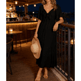 thumbnail image 4 of Summer Dress for Women Womens Spring Dresses 2026 Casual Short Sleeve V Neck Drawstring Wedding Guest Maxi Dresses Boho Beach Long Dress, 4 of 6