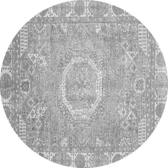 Ahgly Company Indoor Round Oriental Gray Traditional Area Rugs, 5' Round