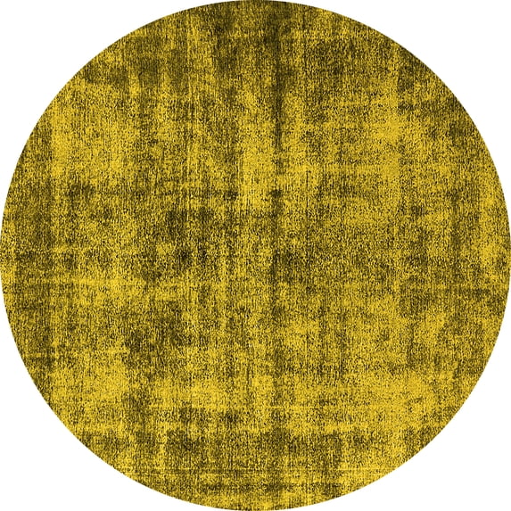 Ahgly Company Indoor Round Oriental Yellow Industrial Area Rugs, 3' Round