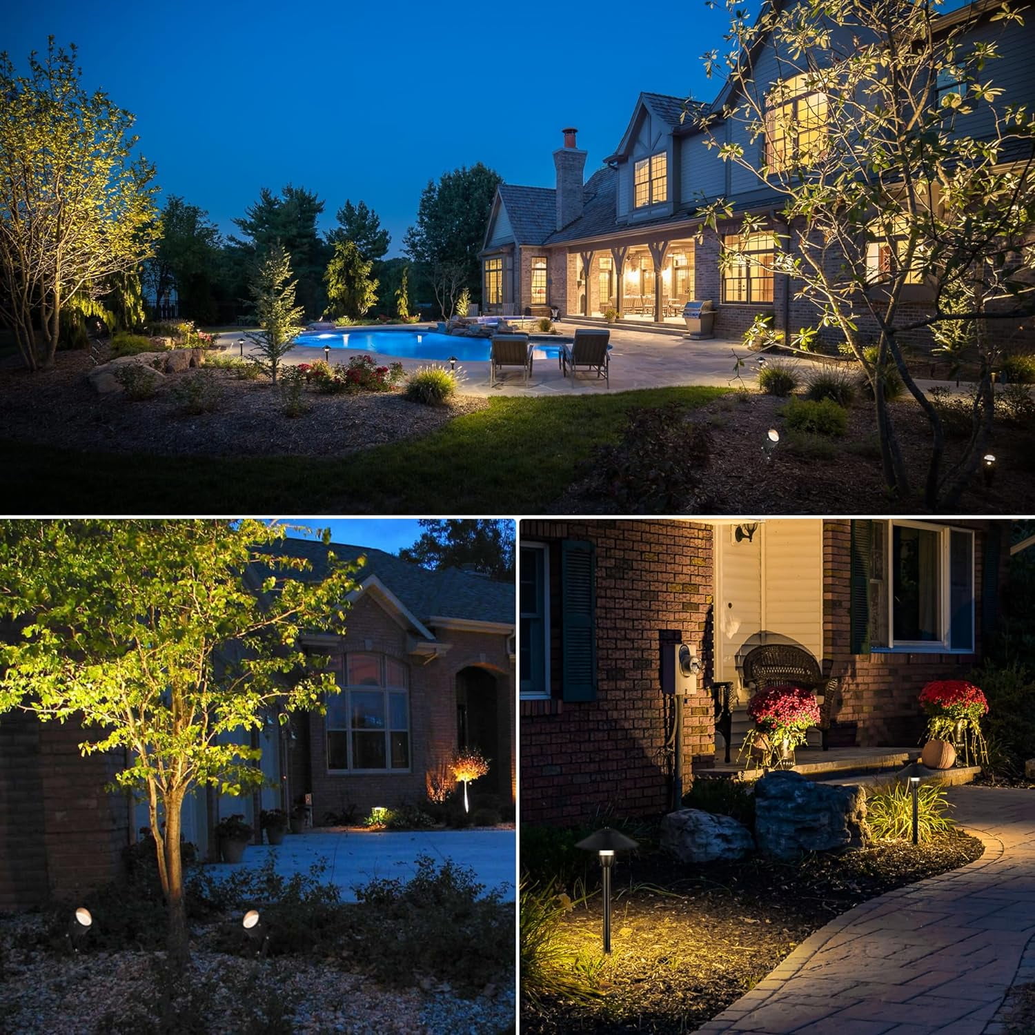 SUNVIE LED Landscape Lighting Low Voltage Pathway Lights 12V Aluminum Light Kits with Stake Waterproof for Walkway Yard Patio Decor, 12 pack