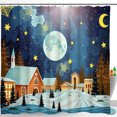 thumbnail image 1 of Whimsical Snowy Shower Curtain - Full Moon & Starry Night Design, 1 of 4