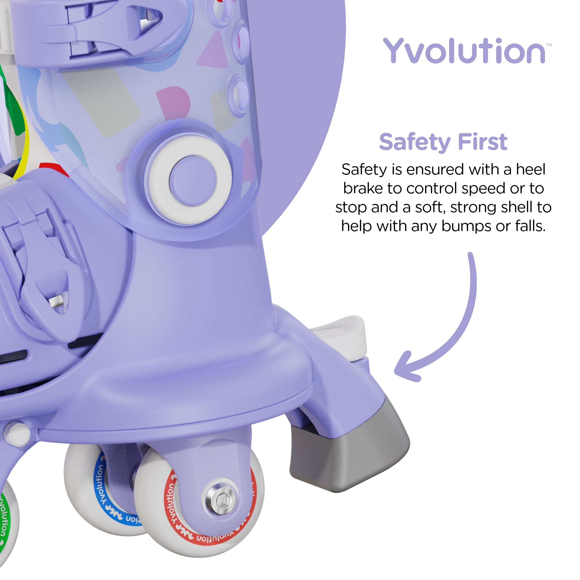 Yvolution Twista Kids Skates, Adjustable Modes, Kids Size 7J-11J, Purple, One Pair, Unisex