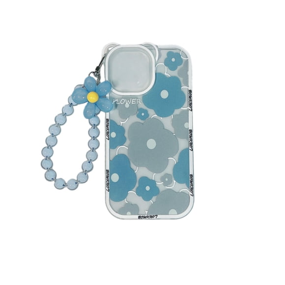 Transparent Floral Phone With Beaded Wrist Strap – Cute Bear Ear 3D Charm Shockproof TPU Bumper Slim Protective Cover For IPhone Stylish Design For Wom