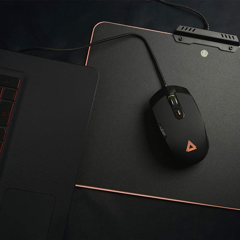 Lexip PU94 Wired 3D Gaming Mouse with Internal Joystick, Thumb Joystick, Programmable Buttons, 12000 DPI, RGB Lighting