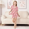 thumbnail image 3 of Silky Satin Kids' Pajama Set Breathable & Smooth Unisex Button-Down Pajamas Ice Cream Pattern Small, 3 of 8