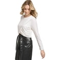 thumbnail image 3 of Calvin Klein Women's X Fit Long Sleeve Draped Crop Top Black Size M, 3 of 3