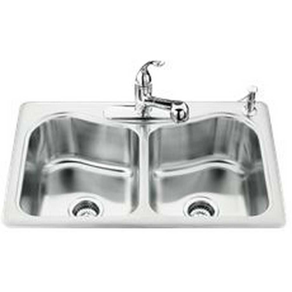 Kohler Staccato TopMount Double Bowl Kitchen Sink With Single Faucet