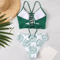 thumbnail image 2 of Gibobby Trajes de Baño para Mujer Traje de baño Bikini de triángulo dividido para mujer Conjunto de traje de baño de color sólido estampado(Verde,CH), 2 of 4