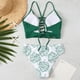 thumbnail image 2 of Gibobby Trajes de Baño para Mujer Traje de baño Bikini de triángulo dividido para mujer Conjunto de traje de baño de color sólido estampado(Verde,G), 2 of 4