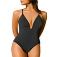 thumbnail image 1 of Cathalem Swimsuits Athletic Training Tummy Control Swimwear,Black L, 1 of 5