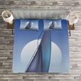 thumbnail image 3 of Ambesonne Nautical Quilted Bedspread Set 3 Pcs, Sail Boat Wavy Serene, Queen Size, Violet Blue, 3 of 3