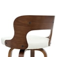 thumbnail image 6 of ClinQ 26 inch Swivel Bar Stools Set of 3, Counter Height Bar Chairs with Walnut Legs and Silver Ring Footrest, Upholstered Faux Leather, White, 6 of 11