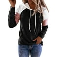 thumbnail image 1 of MAWCLOS T-shirt pour Femmes Sweat à Capuche à Blocs de Couleur Manches Longues Pull Ample Noir L, 1 of 2