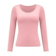 thumbnail image 4 of Women's Modal T Shirt Bra Long Sleeve Pajama Yoga Top Padded Casual Top Tee Shirt with Built In Bra Basic T-Shirts Solid Color Women's Bottom Long Sleeved Shirt and Underwear, 4 of 8