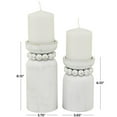 thumbnail image 3 of DecMode 2 Candle White Wood Beaded Pillar Candle Holder, Set of 2, 3 of 7