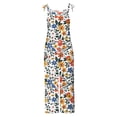 thumbnail image 4 of PWPSG Womens Floral Print Overalls Scoop Neck Spaghetti Strap Bow Tie Shoulder Wide Leg Pants with Side Pockets Multicolor XL, 4 of 5