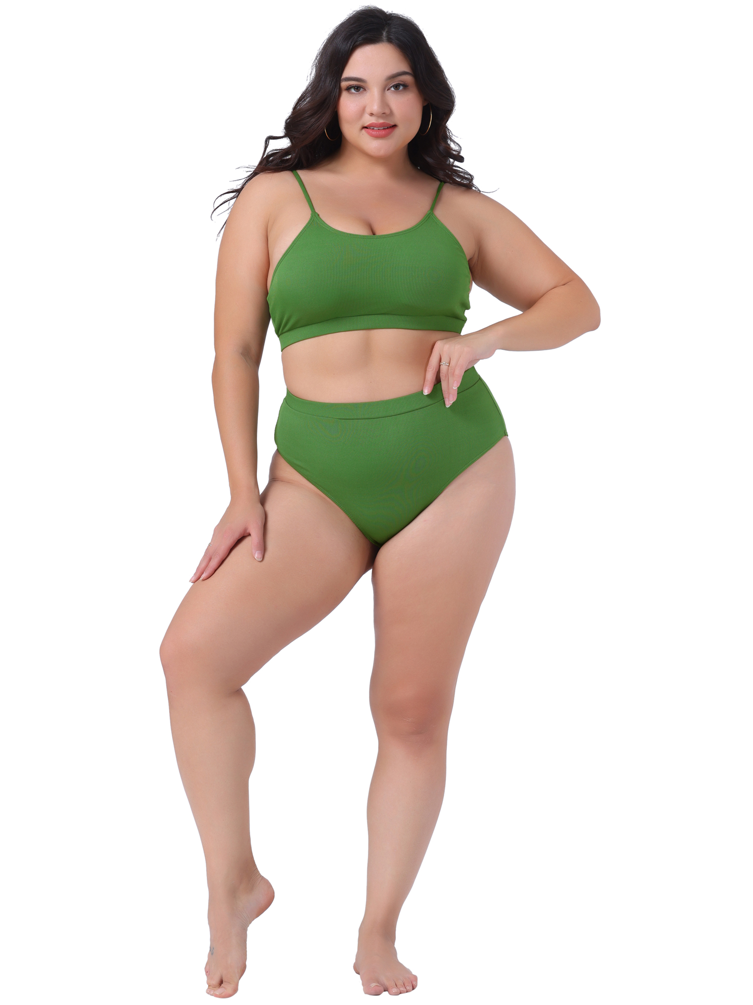 DARING DIVA Plus Size Two Piece Swimsuit for Women Scoop Neck 3X Green