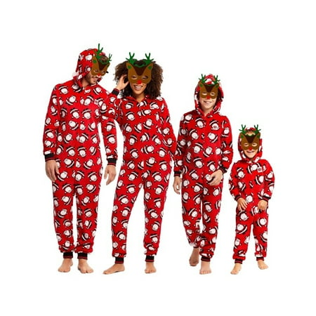

Jamlynbo Christmas Family Matching Hoodie Pajamas Santa Claus Romper Long Sleeve Onesie Jumpsuit Zipper Pjs
