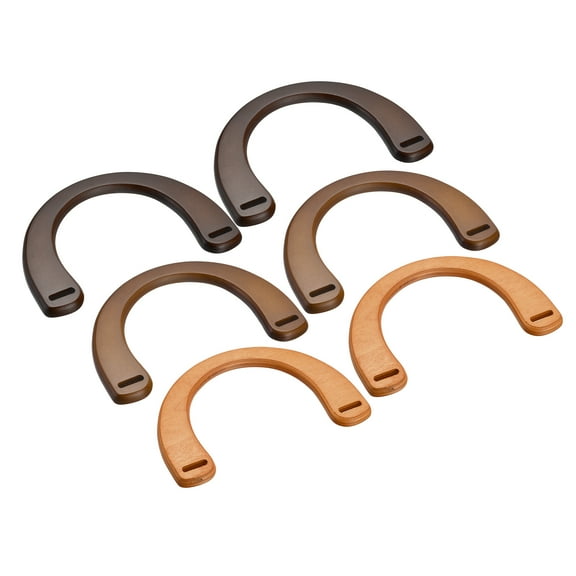 Wooden U Shaped Handbag Handle 7.17" Purse Handle Replacement for Coin Purse Bag Making 6Pcs Mixed Colors