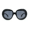 thumbnail image 2 of Womens Mod Chic Oversized Round Thick Butterfly Plastic Designer Sunglasses All Black, 2 of 4