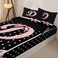 thumbnail image 3 of Manfei Initial Letter D Design Zipper Twin Comforter Sets with Fitted Sheet and 2 Pillowcases,Cute Bowknot Zipper Bedding Set,Black Reversible,4 Pieces, 3 of 7