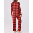 thumbnail image 3 of Ekouaer Womens Pajamas Set 2 Piece Button Down Pjs Soft Long Sleeve Top and Pants Sleepwear Set Lounge Sets Red Plaid, 3 of 6