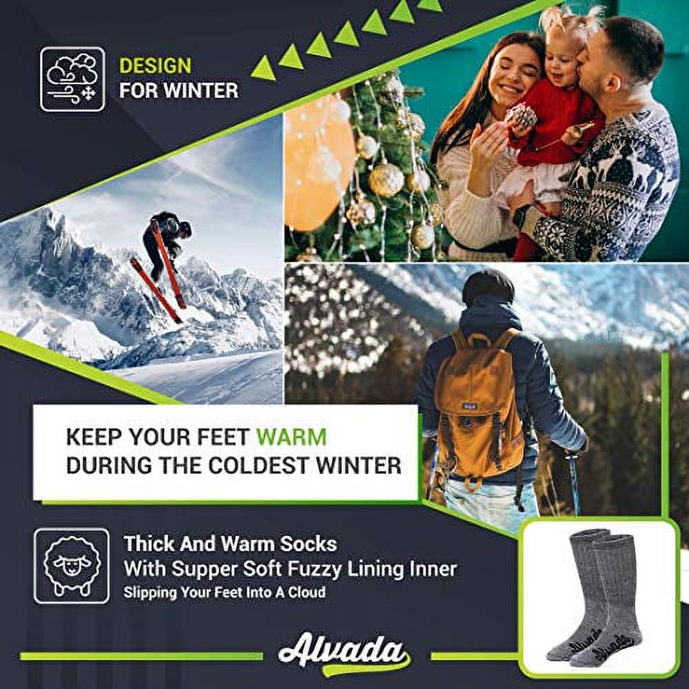 Alvada 80% Merino Wool Hiking Socks Thermal Warm Crew Winter Boot Sock for Men Women 3 Pairs SM - image 3 of 3