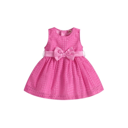 

Bagilaanoe Toddler Baby Girl Summer Dress Plaid Sleeveless A-line Princess Dresses with Waistband 6M 9M 12M 18M 24M 3T Kids Casual Swing Sundress