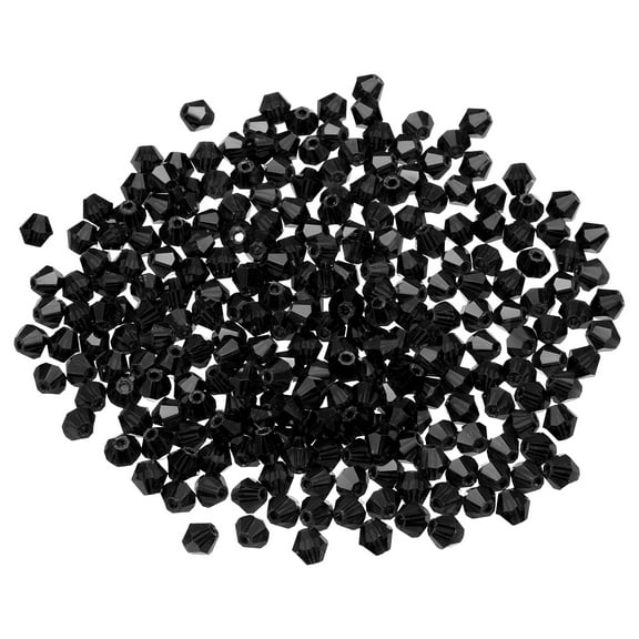 Uxcell 100pcs 8mm Bicone Glass Crystal Beads, Faceted Beads Black